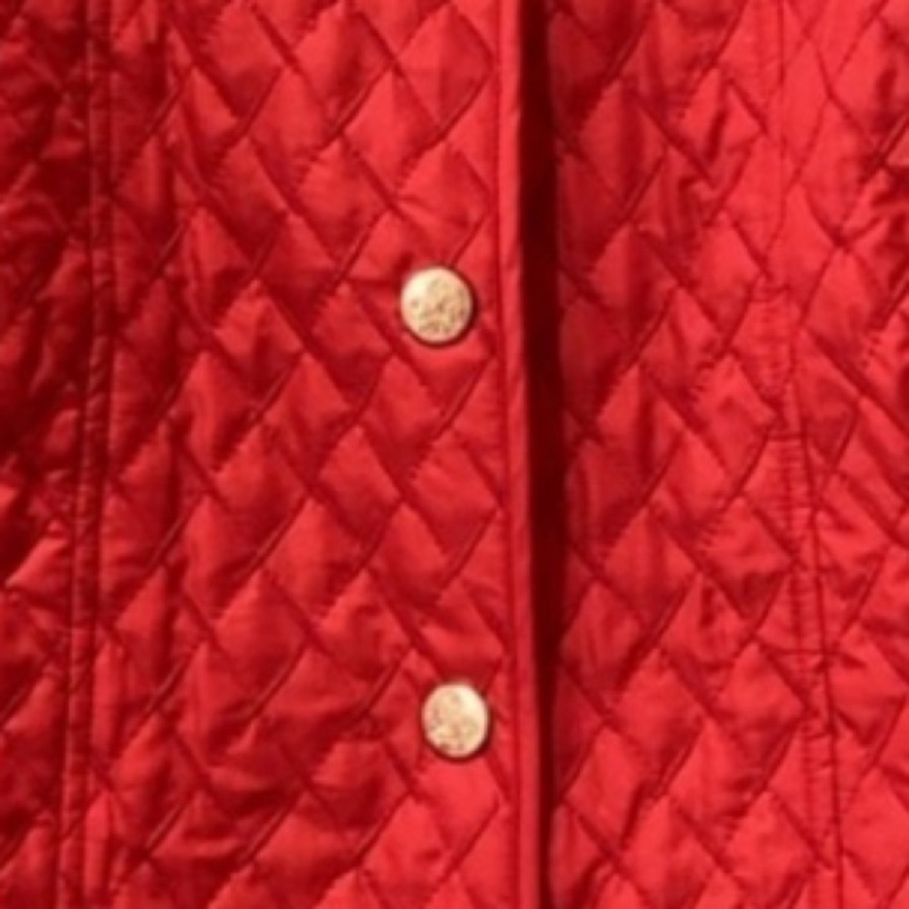 Flair Red Quilted Gold Accents Reversible Button Up Jacket Ladies Small - Picture 4 of 16